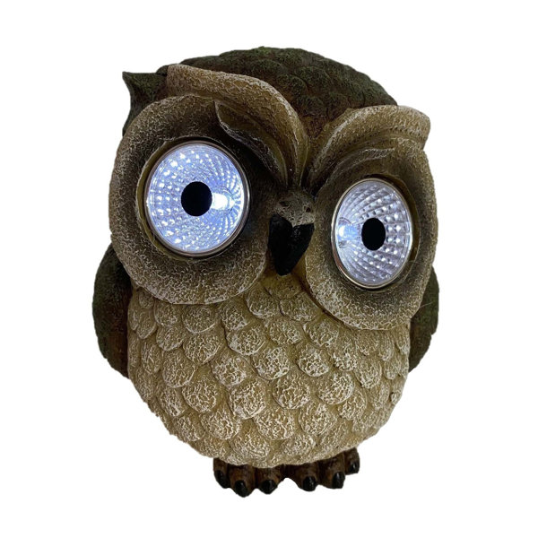 Solar Lighted Eyes & Hooting Sound Owl Garden Statue Stake Keeps Pests